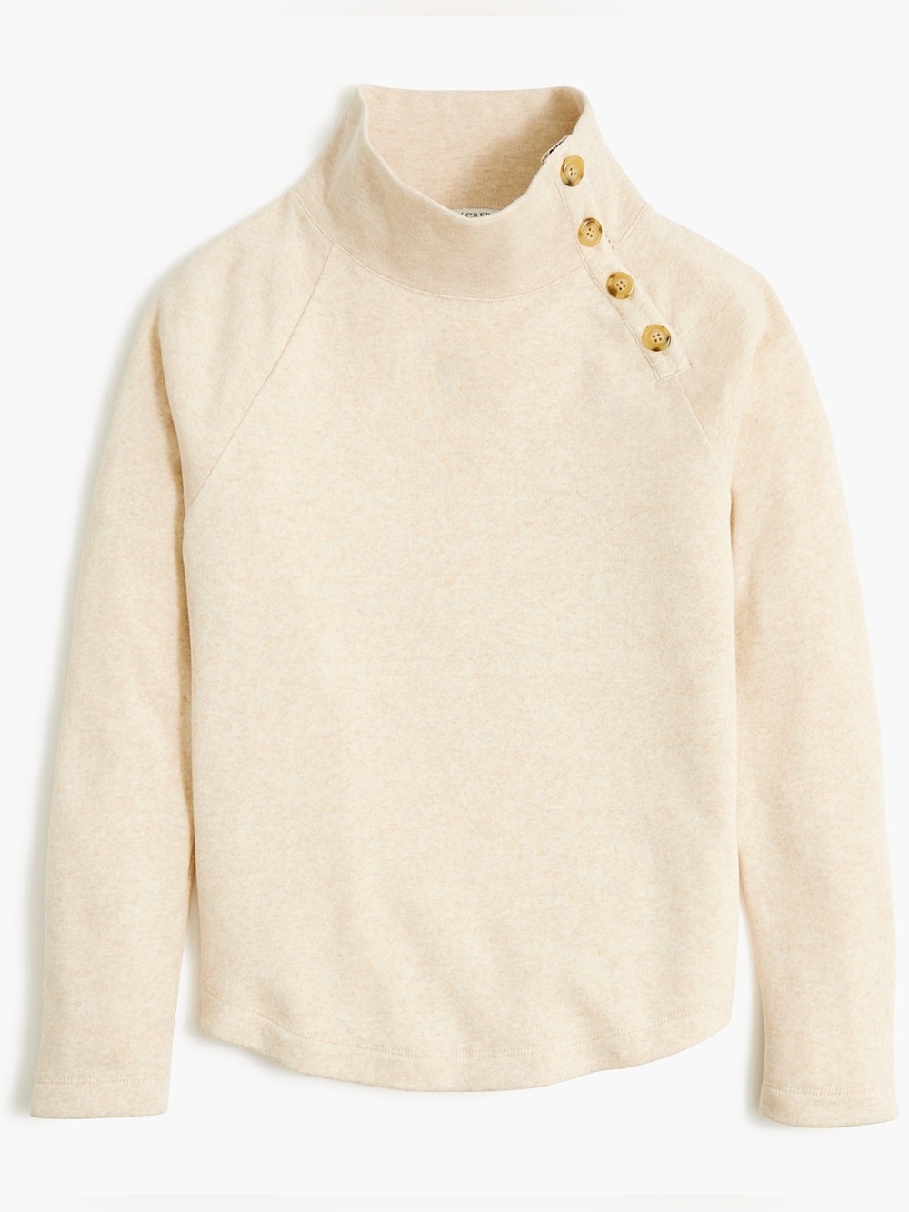 J.Crew Wide Button collar pullover Sweatshirt fleece beige ivory loose fit S